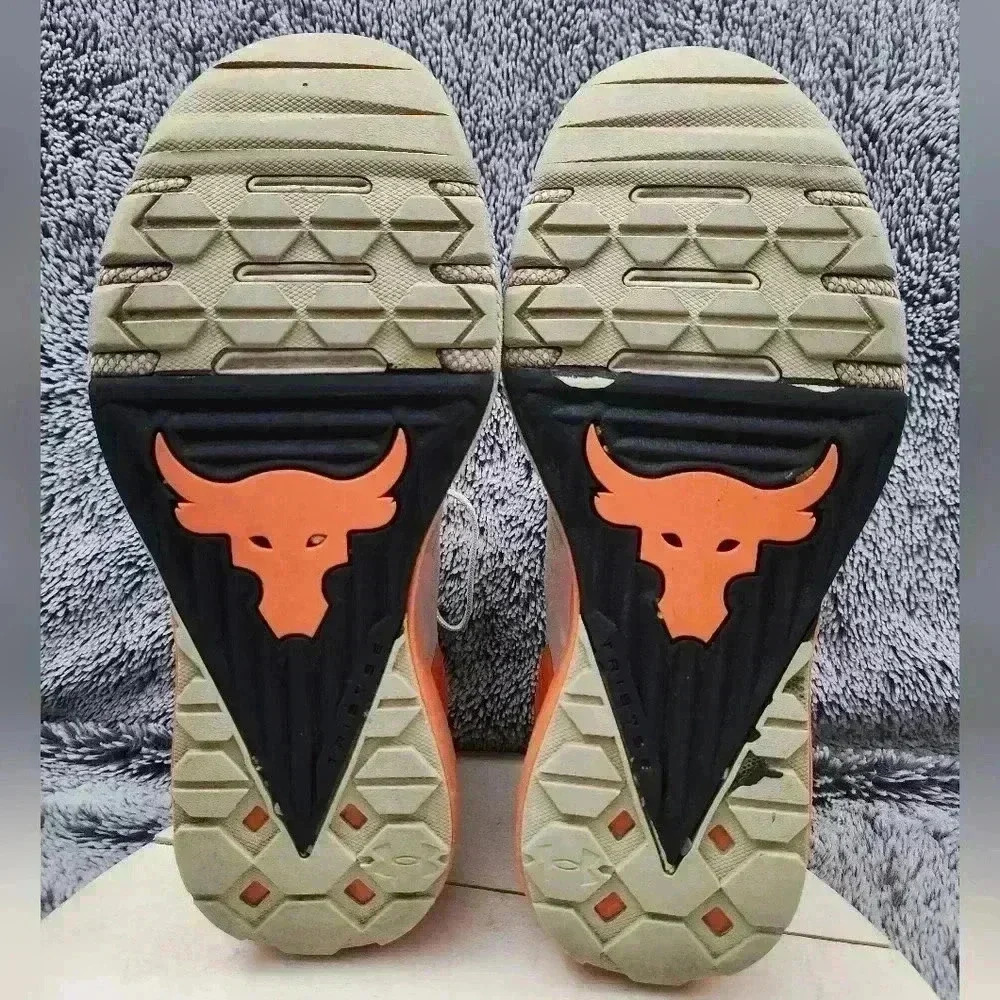 Under Armour Project Rock 3 “Summit White Rogue Orange” Gym Training Shoes - Picture 8 of 9